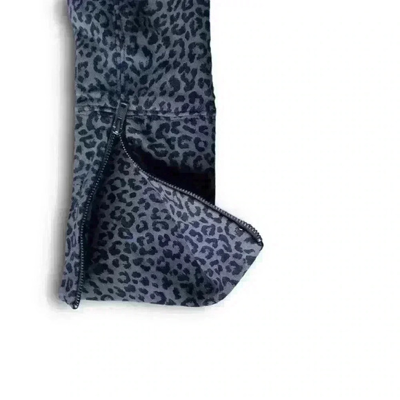 Express Moto Jacket Leopard Zipper Cuffs Asymmetrical Full Zip Gray Black Small - Picture 6 of 7